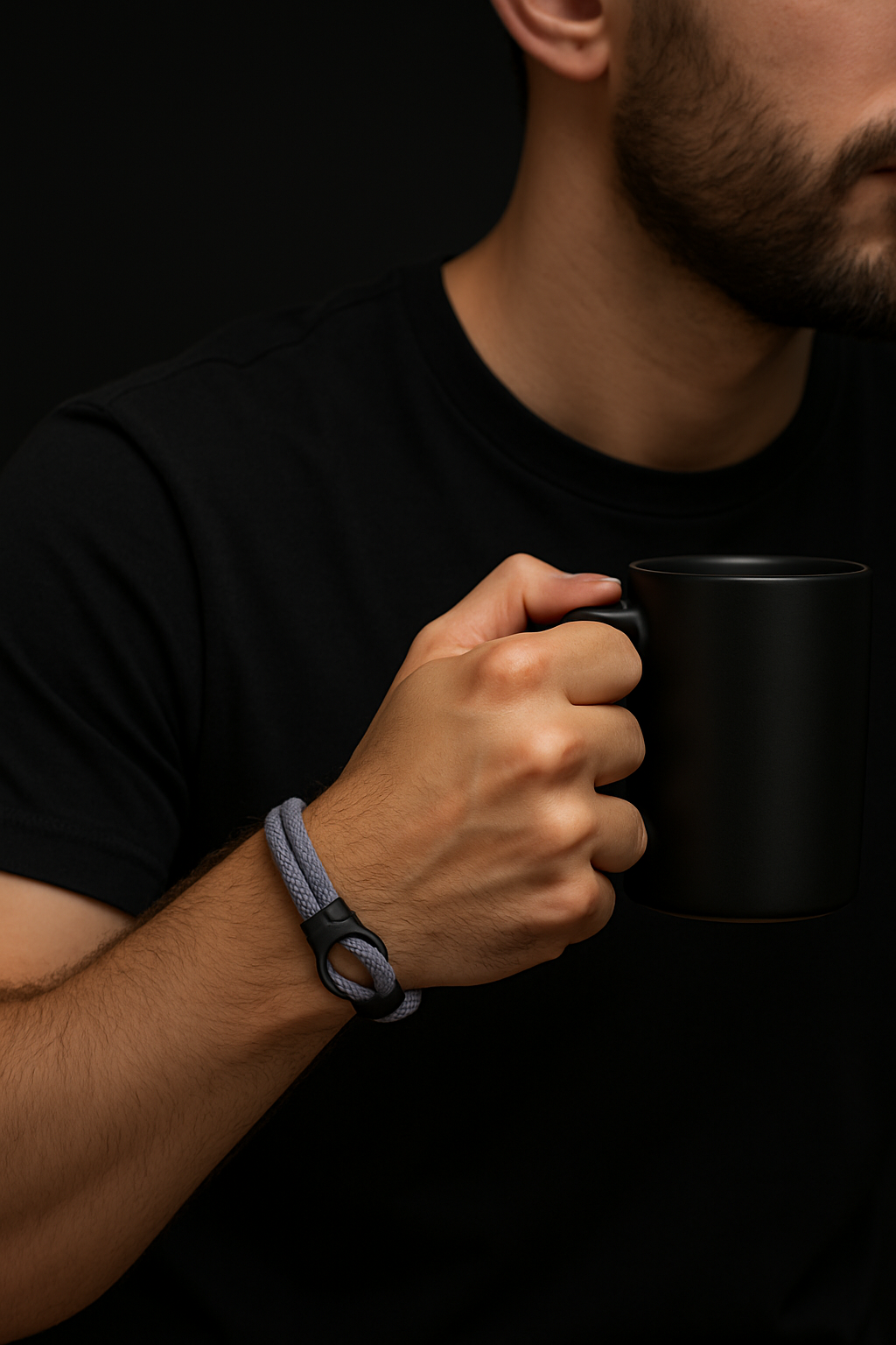 Gray Rope Bracelet – Minimalist Men’s Bracelet with Black Magnetic