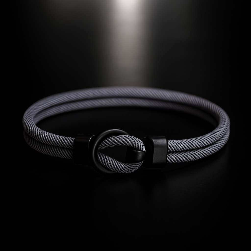 Gray Rope Bracelet – Minimalist Men’s Bracelet with Black Magnetic